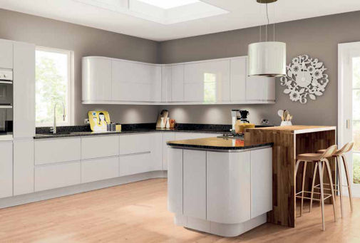 Lacarre Gloss Light Grey Handleless Kitchen Doors